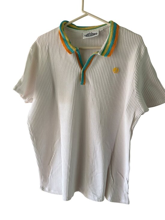 Laurel Canyon Other - Laurel Canyon Mens Crochet Polo Size XXL White Cotton Knit Ribbed Soft Casual